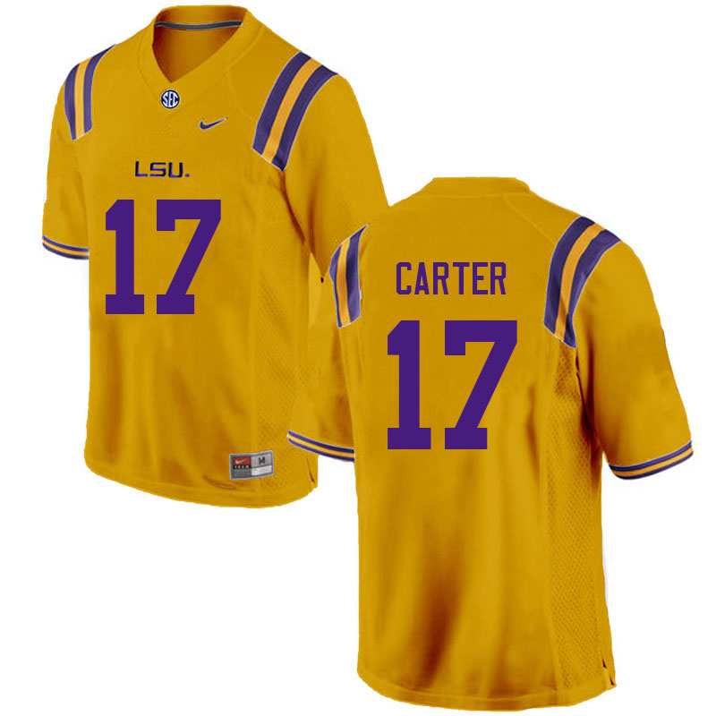 Men #17 Zavier Carter LSU Tigers College Football Jerseys Sale-Gold